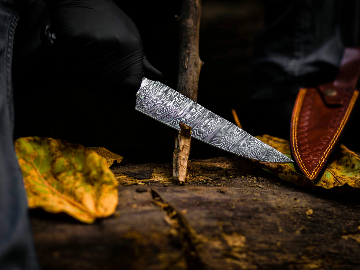 Damascus Steel Chef Knife with Black Micarta Handle