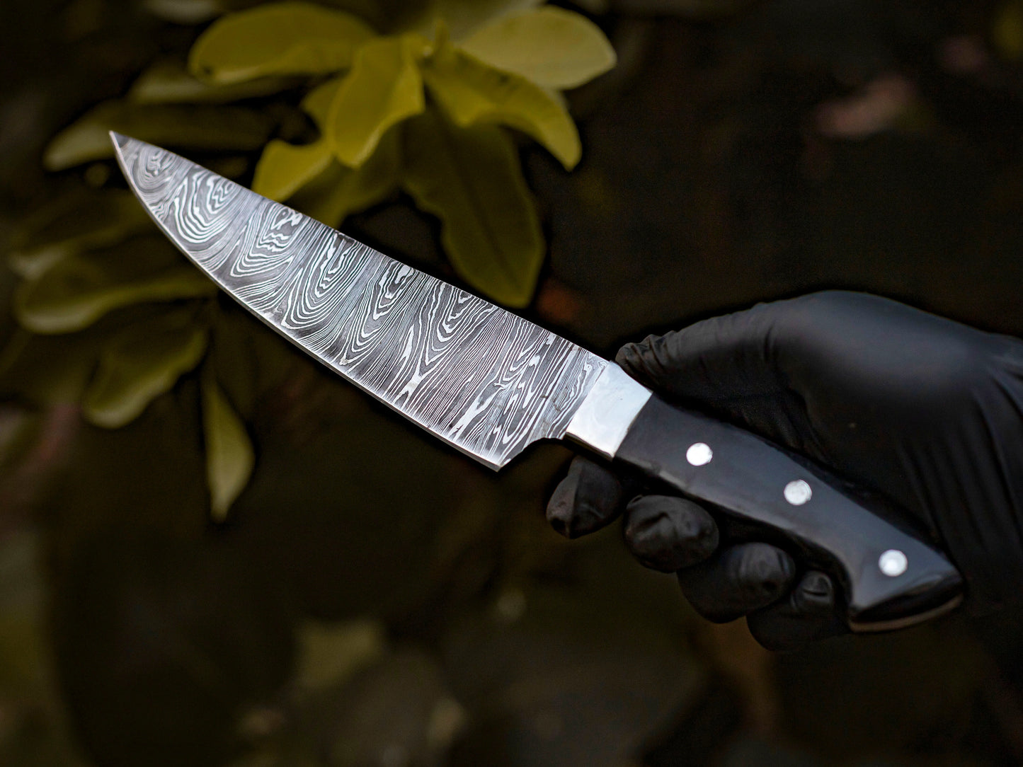 Damascus Steel Chef Knife with Black Micarta Handle
