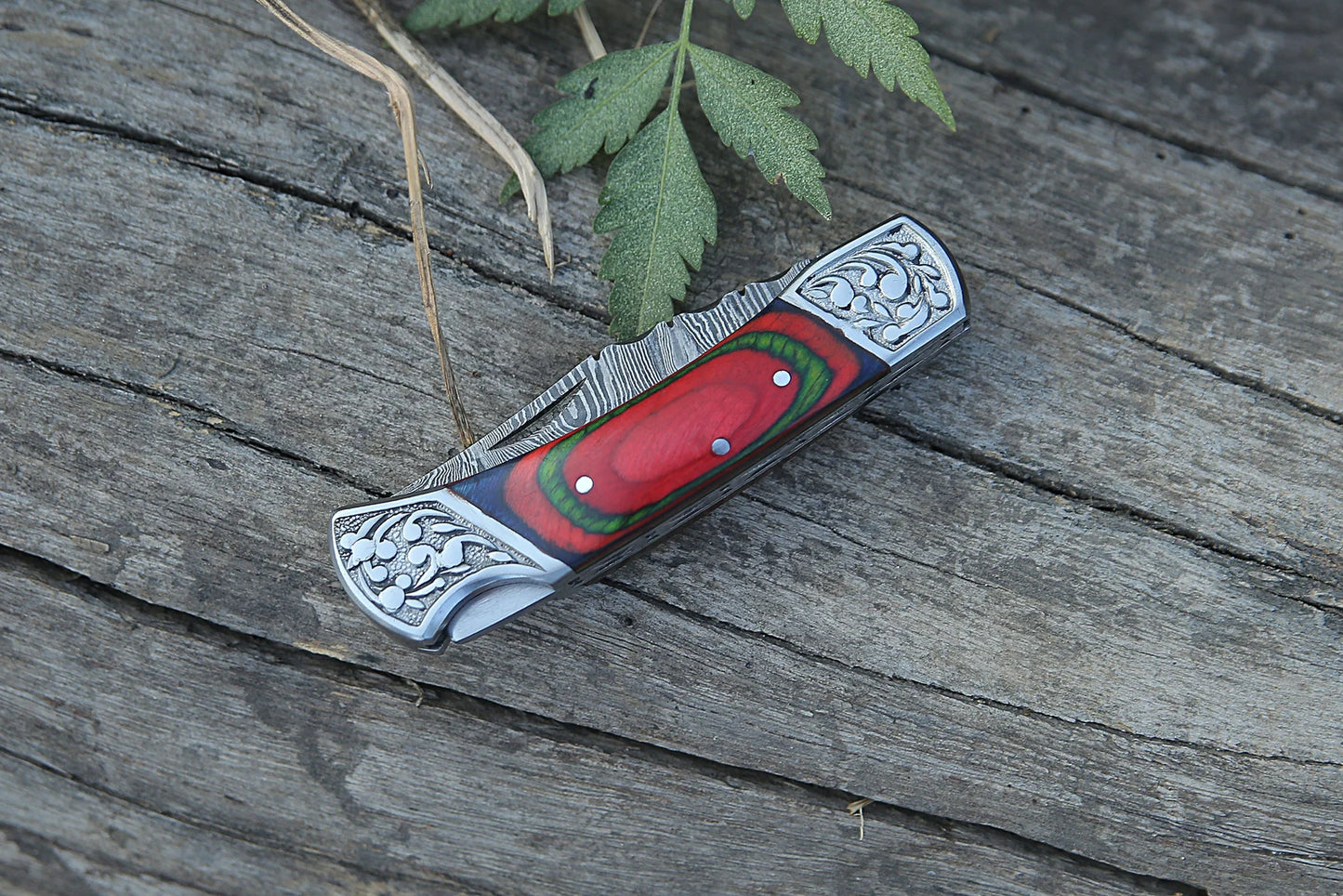 Handmade Damascus Pocket knife Multi Color