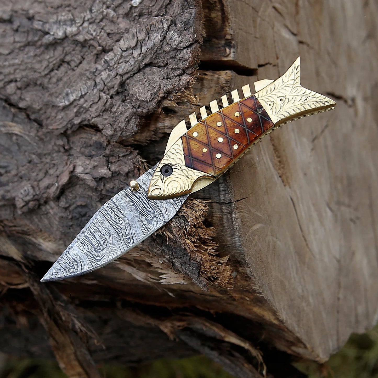 Handmade Damascus steel Personalized Pocket Knife