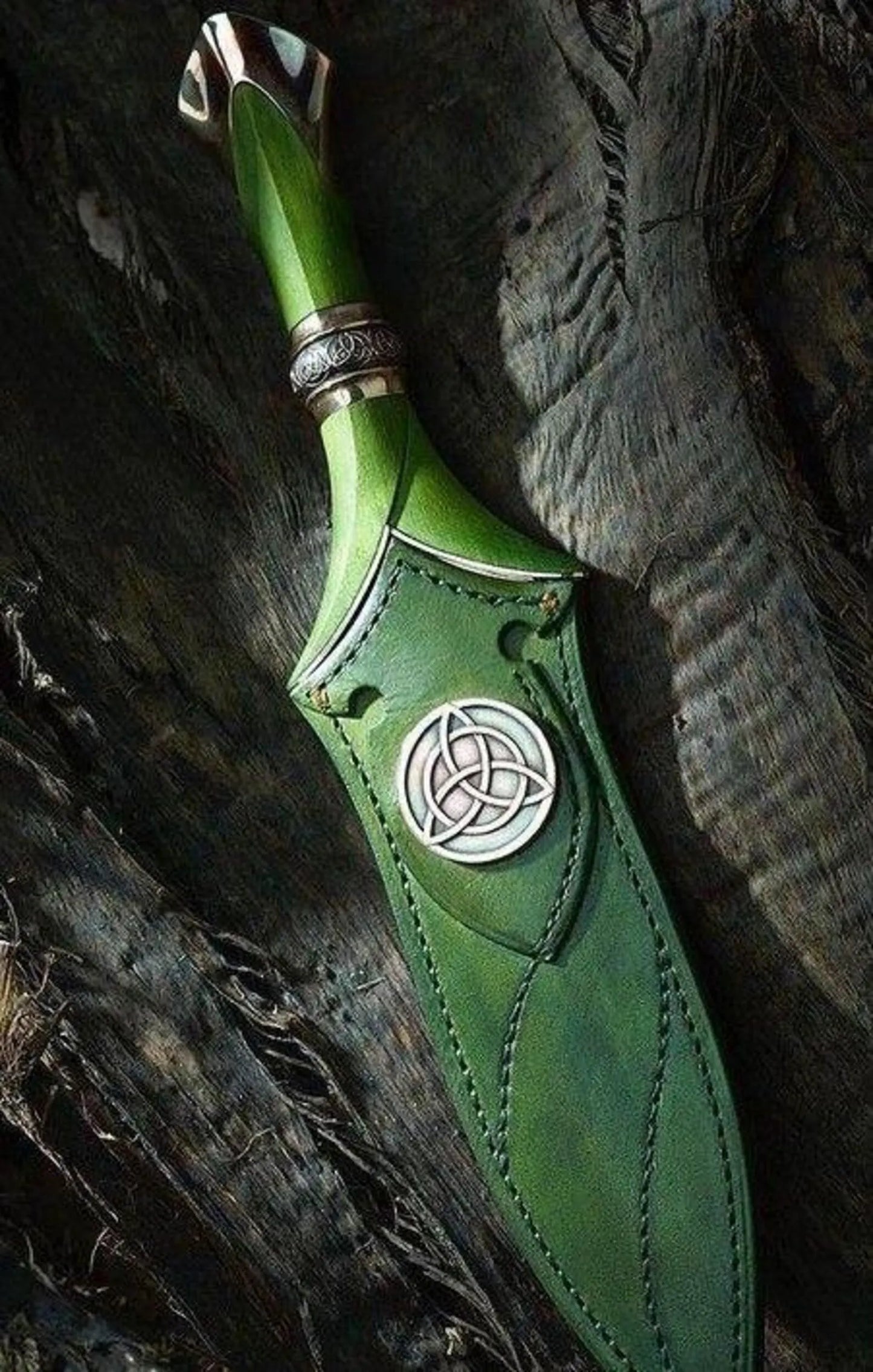 Handmade Dagger Knife Green Handle
