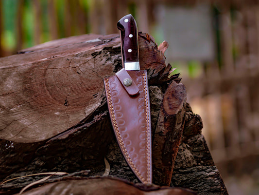 Damascus Steel Chef Knife with Black Micarta Handle